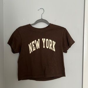 One size only, brown “New York”, Brandy Melville T-Shirt